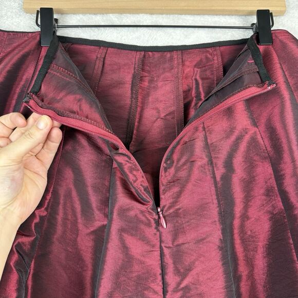 Y2K Midi Skirt 12 Burgundy Black Iridescent Whimsigoth Witchy Vamp Dark Romantic - Picture 6 of 12